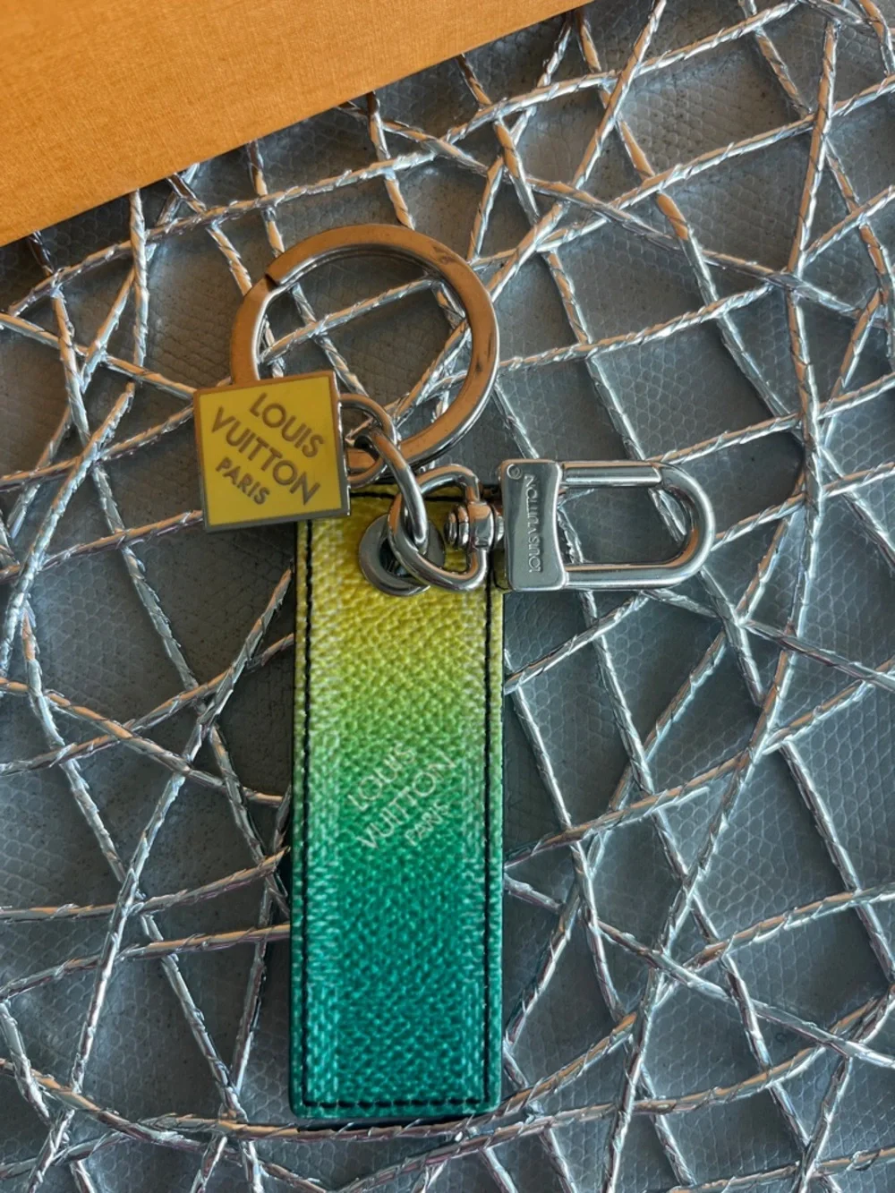 Louis Vuitton Damier Gradient Green and Yellow Keychain / Bag Charm / Key Ring - Picture 2 of 2